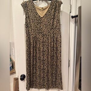 Old Navy Tan and Black Animal Print Midi Dress